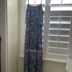 Xhilaration Blue and Red Paisley Maxi Dress